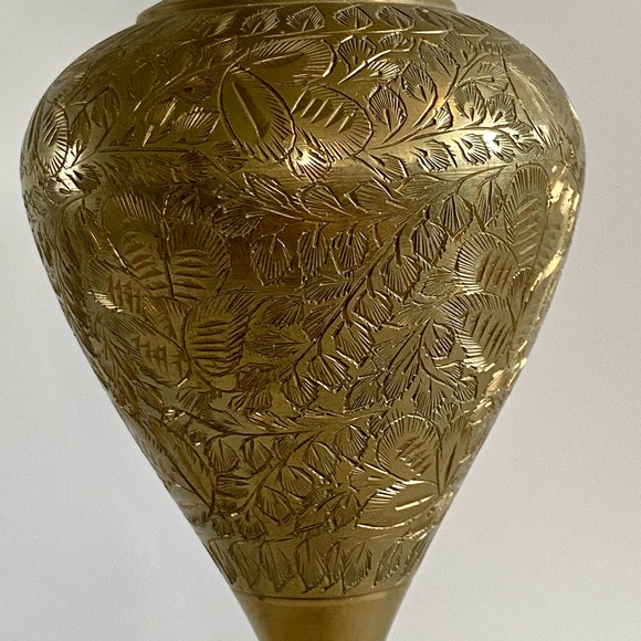 Vintage Brass Etched Vase - Picture 2 of 7